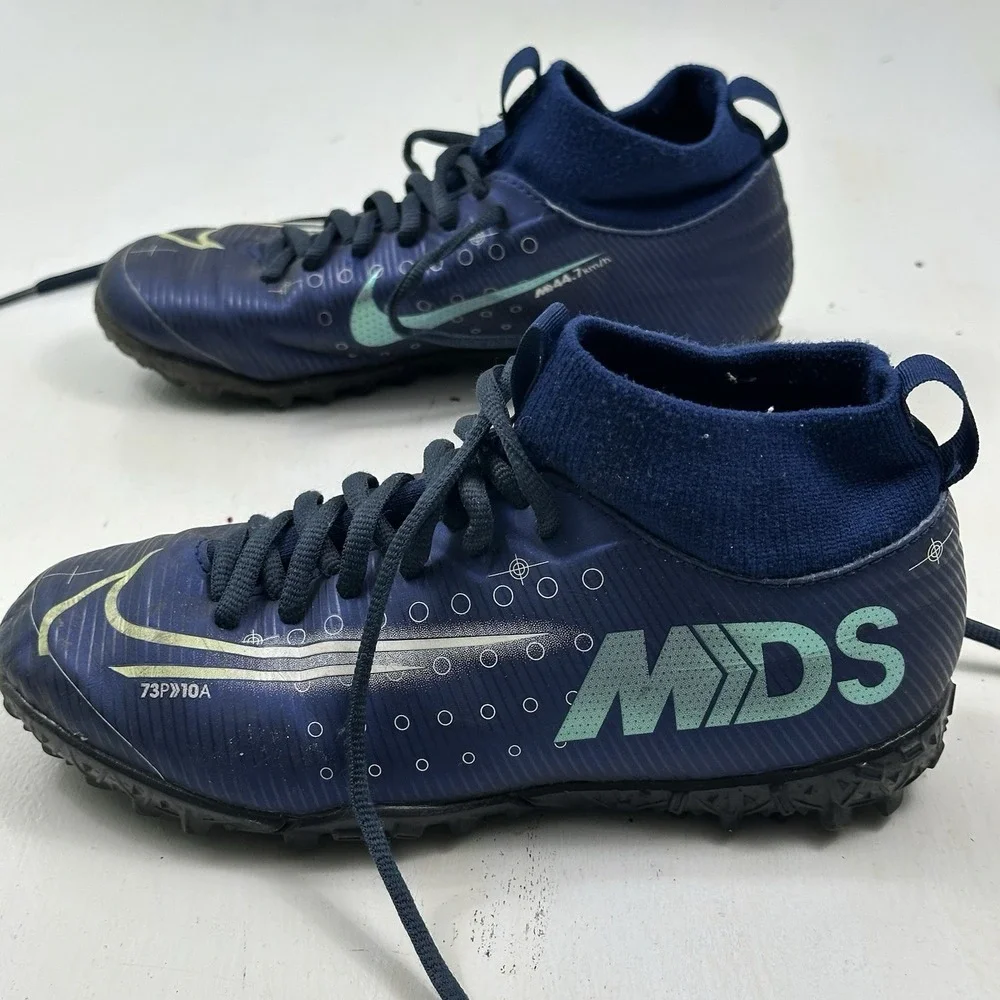 Nike Mercurial Superfly 7 Academy MDS TF Shoes 3.5Y Blue Turf Soccer Cleats‎